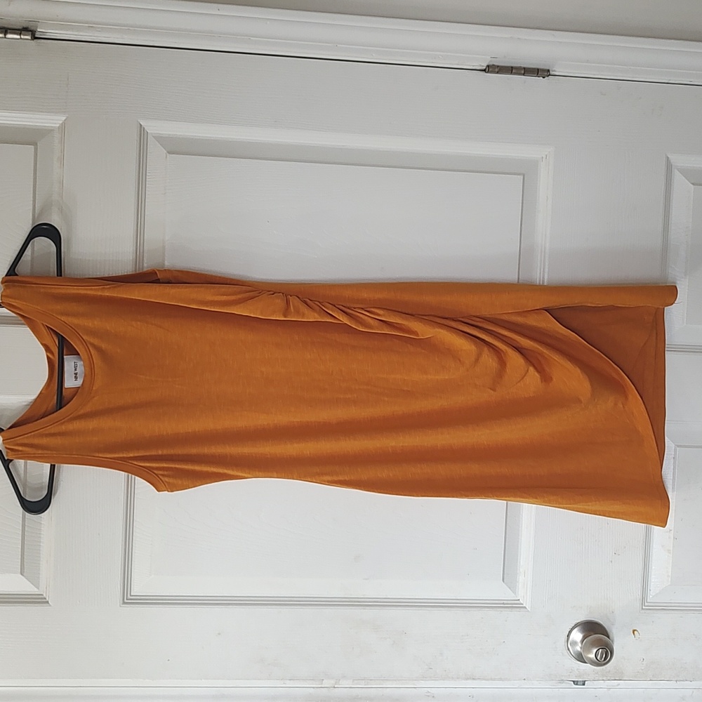 Nine West Orange Ruched Dress small Autumn Gold
